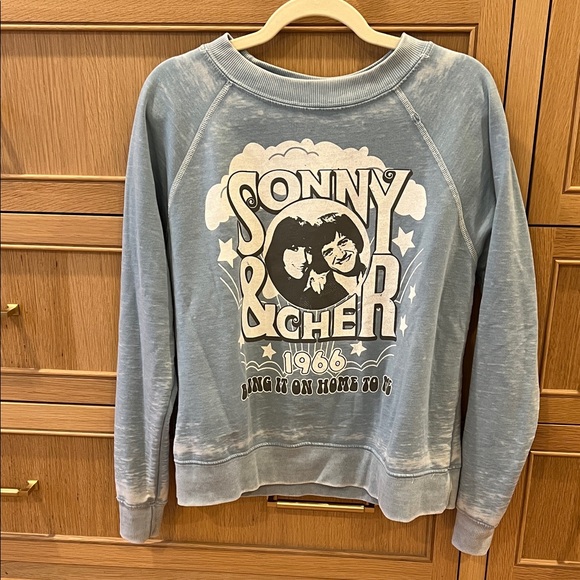 Recycled Karma Blue Sonny & Cher Sweatshirt Size S Super Rare - Picture 5 of 5